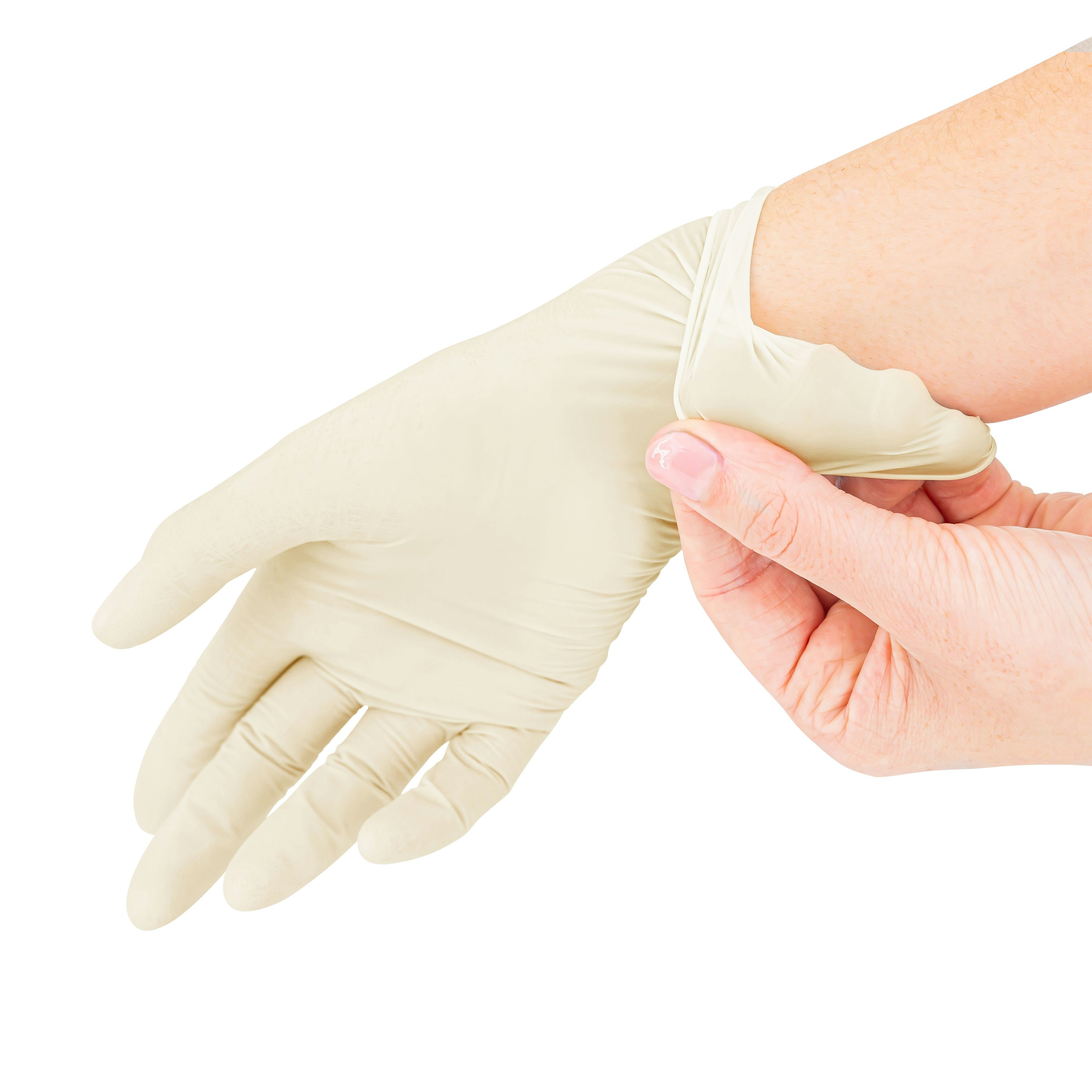 SF Latex Handschuhe, Puderfrei Größe S, Texturiert, Naturweiß, 100 Stück