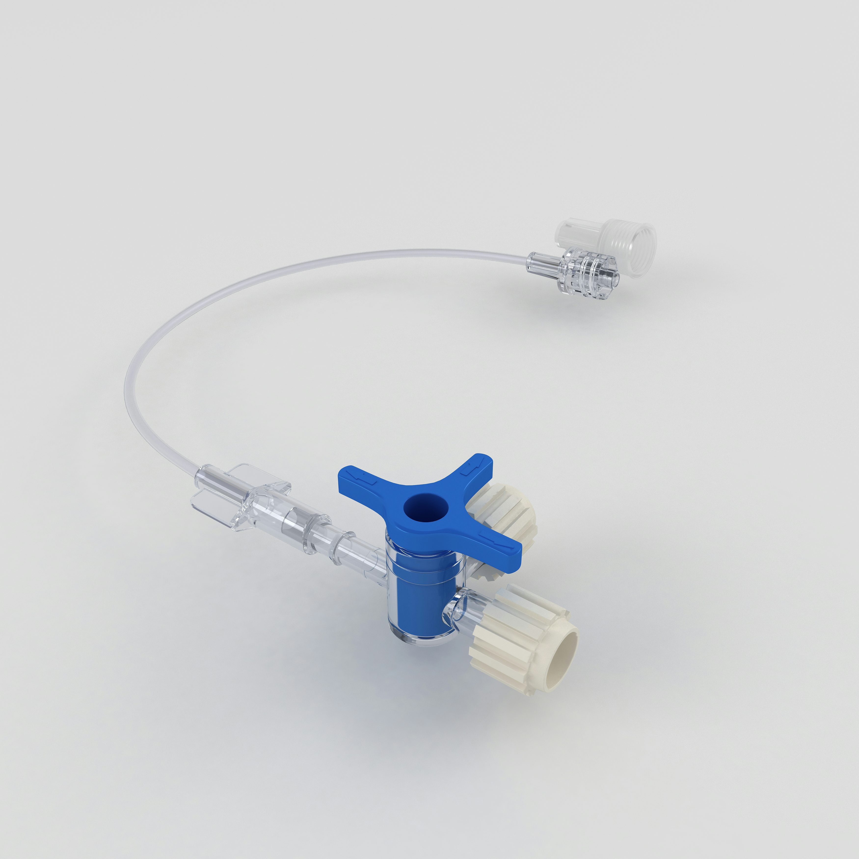 Venous connecting line, 250 mm, Ø 1.20 x 2.20 mm, three-way stopcock blue, without union cap, LL