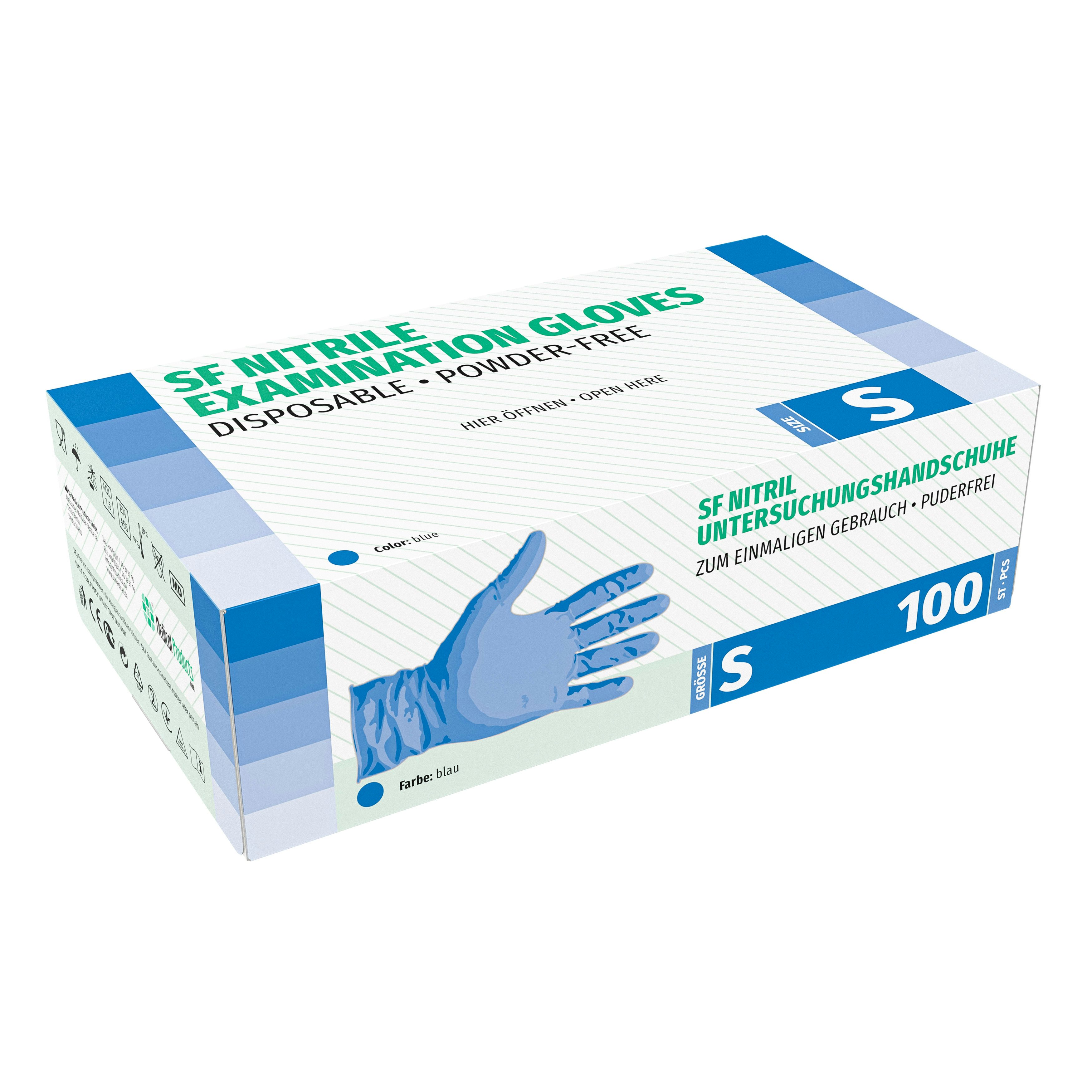 SF Nitril Handschuhe, Latex-frei Größe S, Blau, 100 Stück