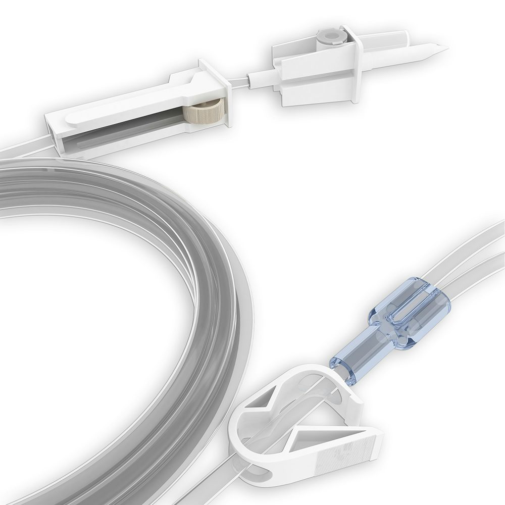 Bild 3 Schlauchset, 3500 mm, Spike mit Belüftung, Rollenklemme, Ritsch-Ratsch-Klemme, LL pos