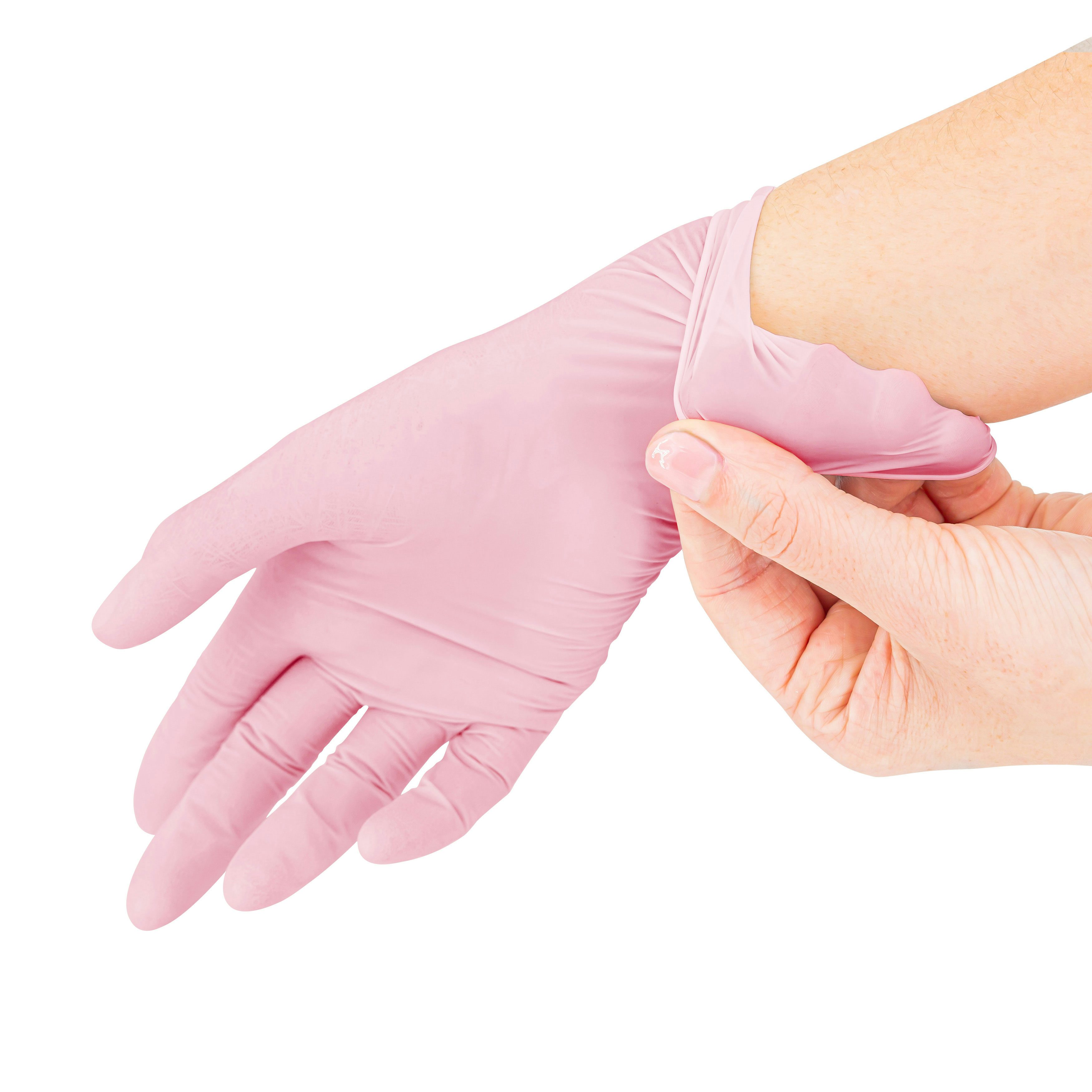SF Nitril Handschuhe, Latex-frei Größe L, Rosa, 100 Stück