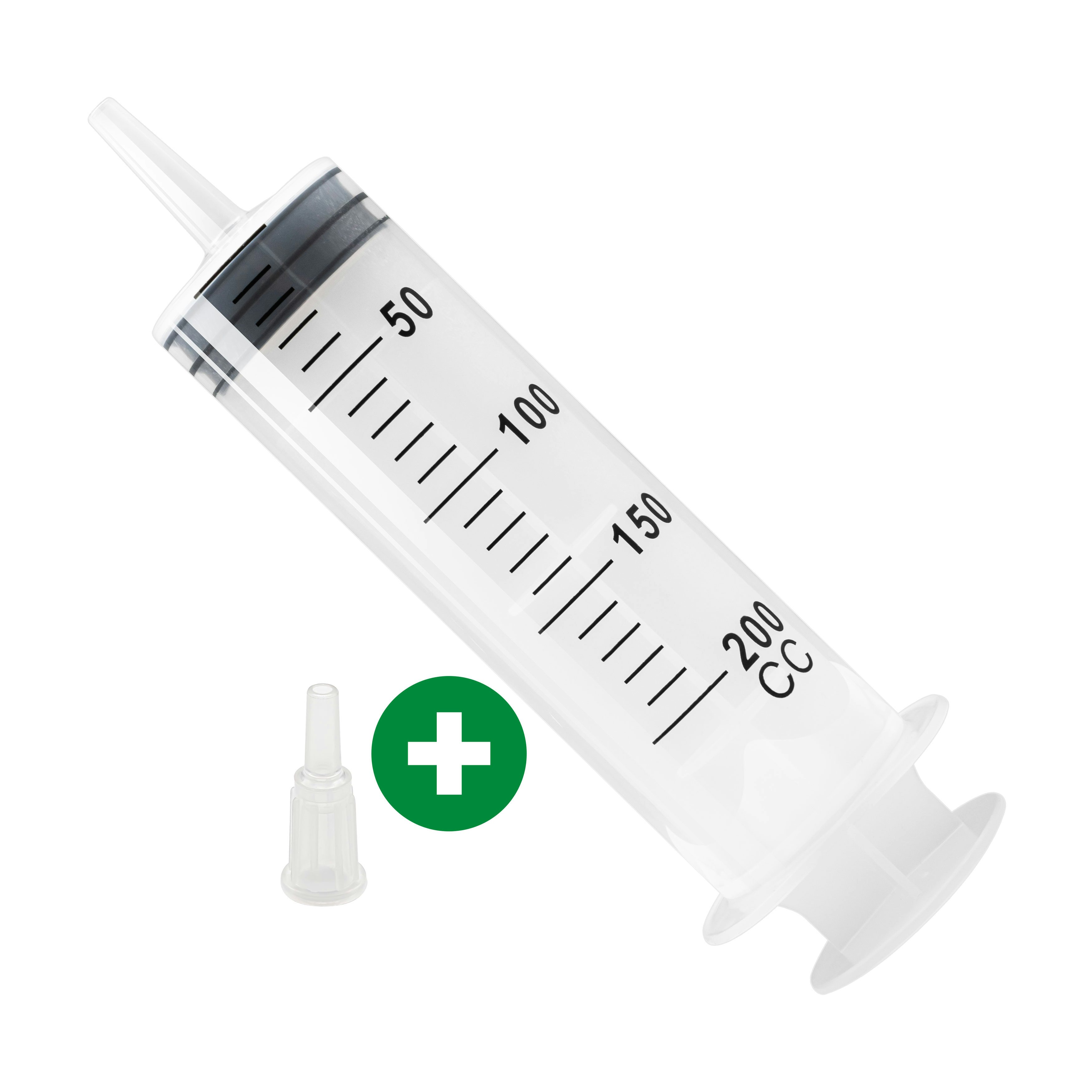 10 St Spritze 200 ml mit Katheteransatz und Luer Adapter. Wiederverwendbare Plastikspritze als Pipette, für Flüssigkeiten, Ölspritze, Dosierspritze aus Kunststoff für Garten, Industrie und Tiernahrung