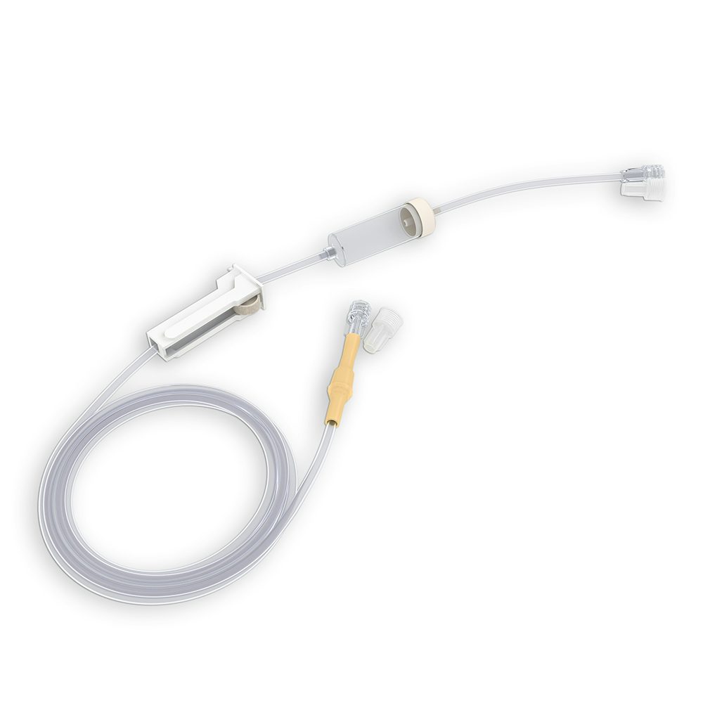 Kochsalzleitung, 1500 mm, 15 µm Filter, LL mit Polyisopren (Set), LL pos, Rollenklemme