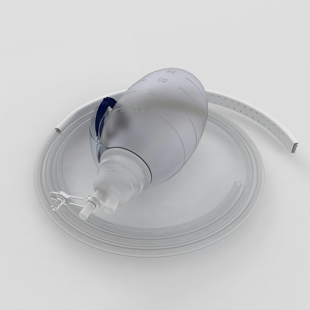 Saugset mit Silikon-Flachdrainage, Saugreservoir 1000 mm³ ; Flachdrainage Breite 10 mm, Höhe 4mm,