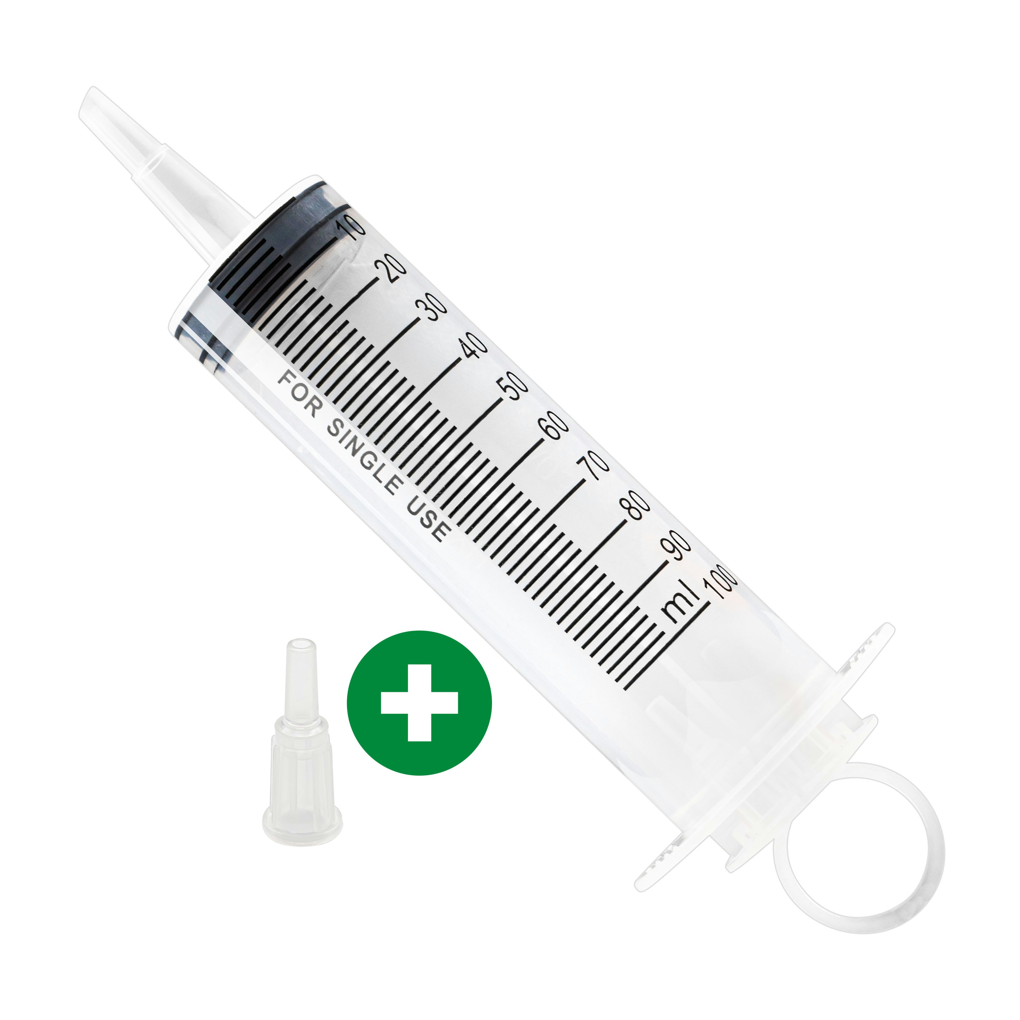 10 St Spritze 100 ml mit Katheteransatz und Luer Adapter. Wiederverwendbare Plastikspritze als Pipette, für Flüssigkeiten, Ölspritze, Dosierspritze aus Kunststoff für Garten, Industrie und Tiernahrung