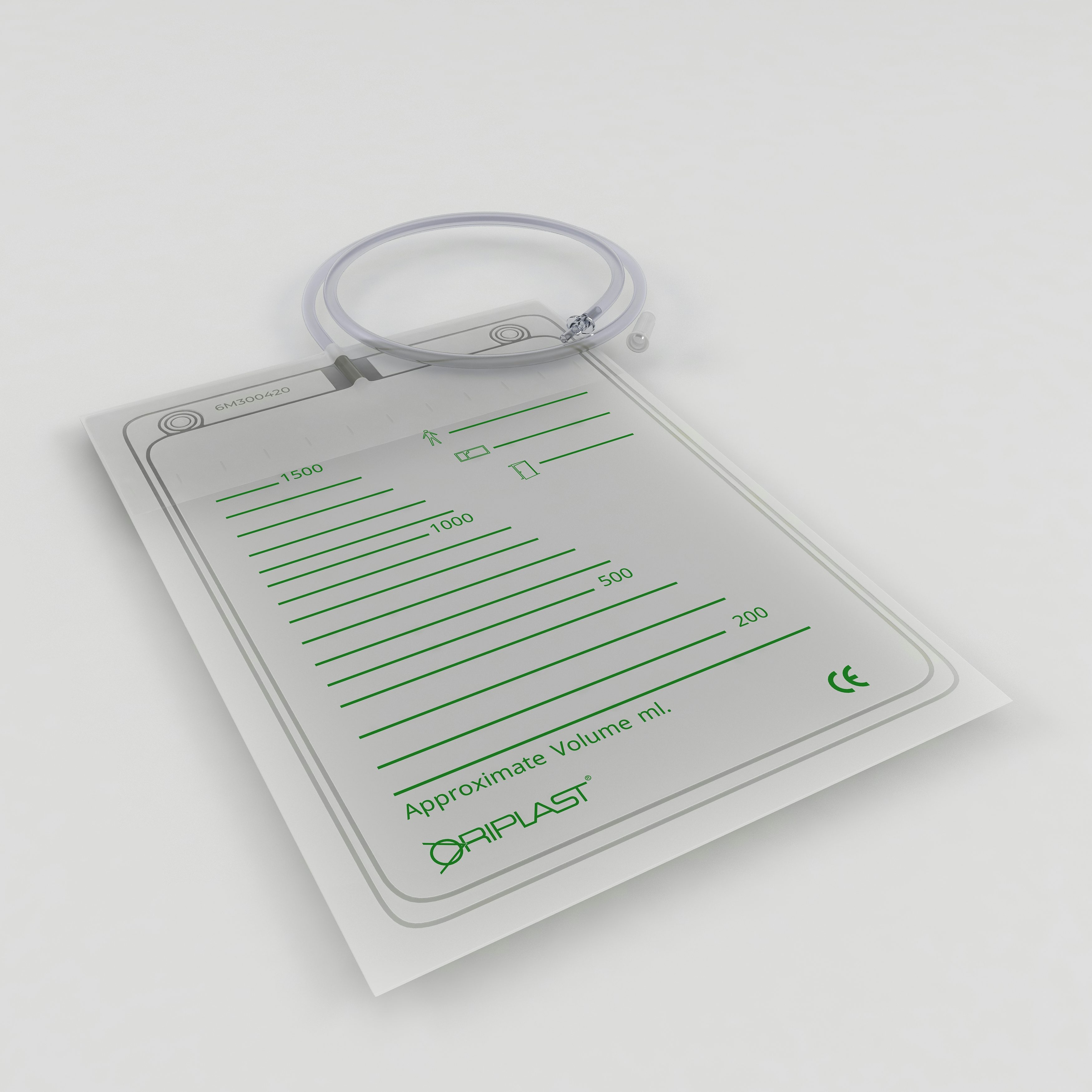 T-Drainagebeutel, 1500 ml, RSV, Rückschlagventil, Rekord-Steck-Ansatz