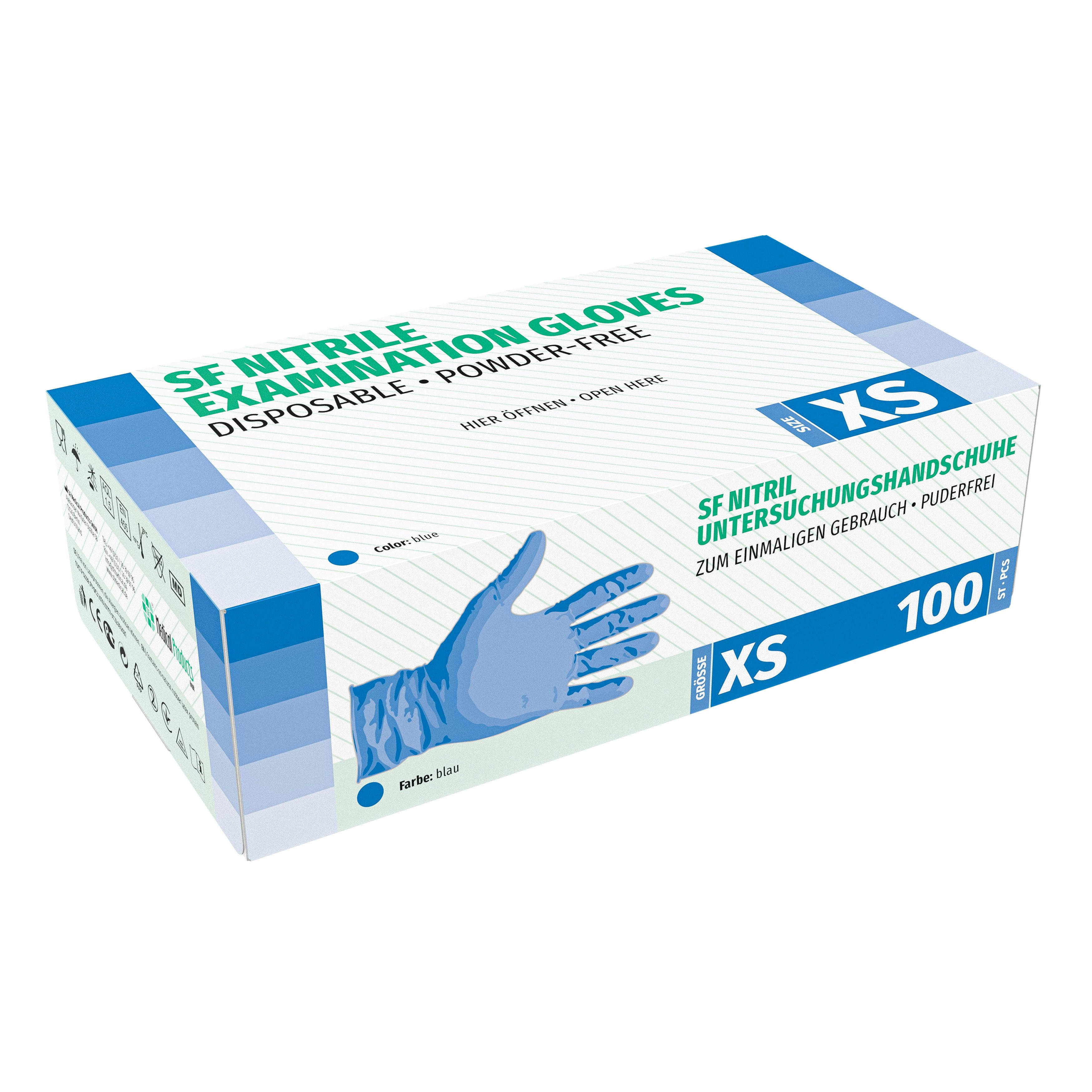 SF Nitril Handschuhe, Latex-frei Größe XS, Blau, 100 Stück