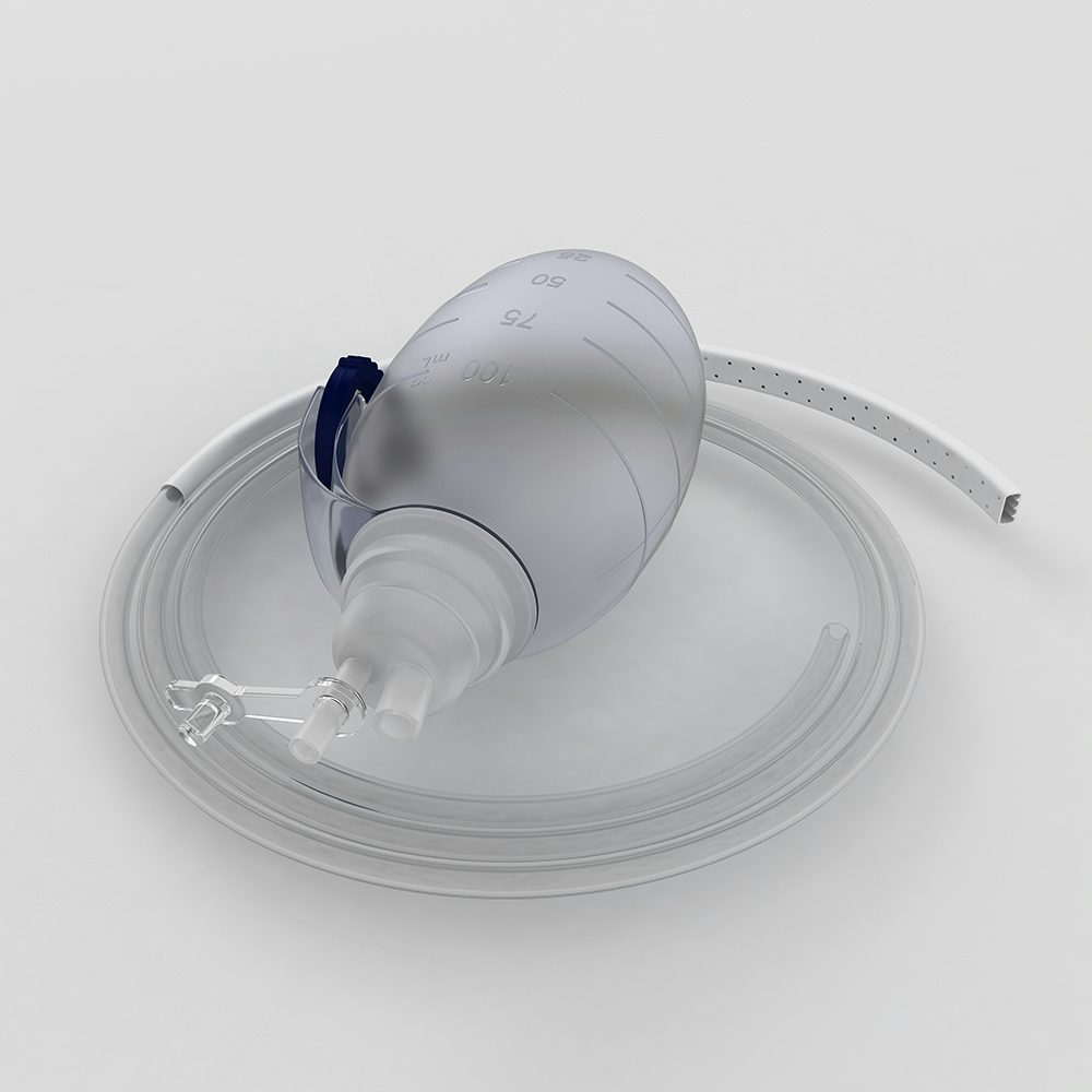 Saugset mit Silikon-Flachdrainage, Saugreservoir 1000 mm³ ; Flachdrainage Breite 7 mm, Höhe 4mm,