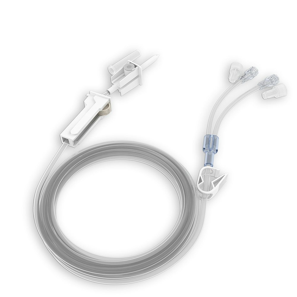 Bild 1 Schlauchset, 3500 mm, Spike mit Belüftung, Rollenklemme, Ritsch-Ratsch-Klemme, LL pos