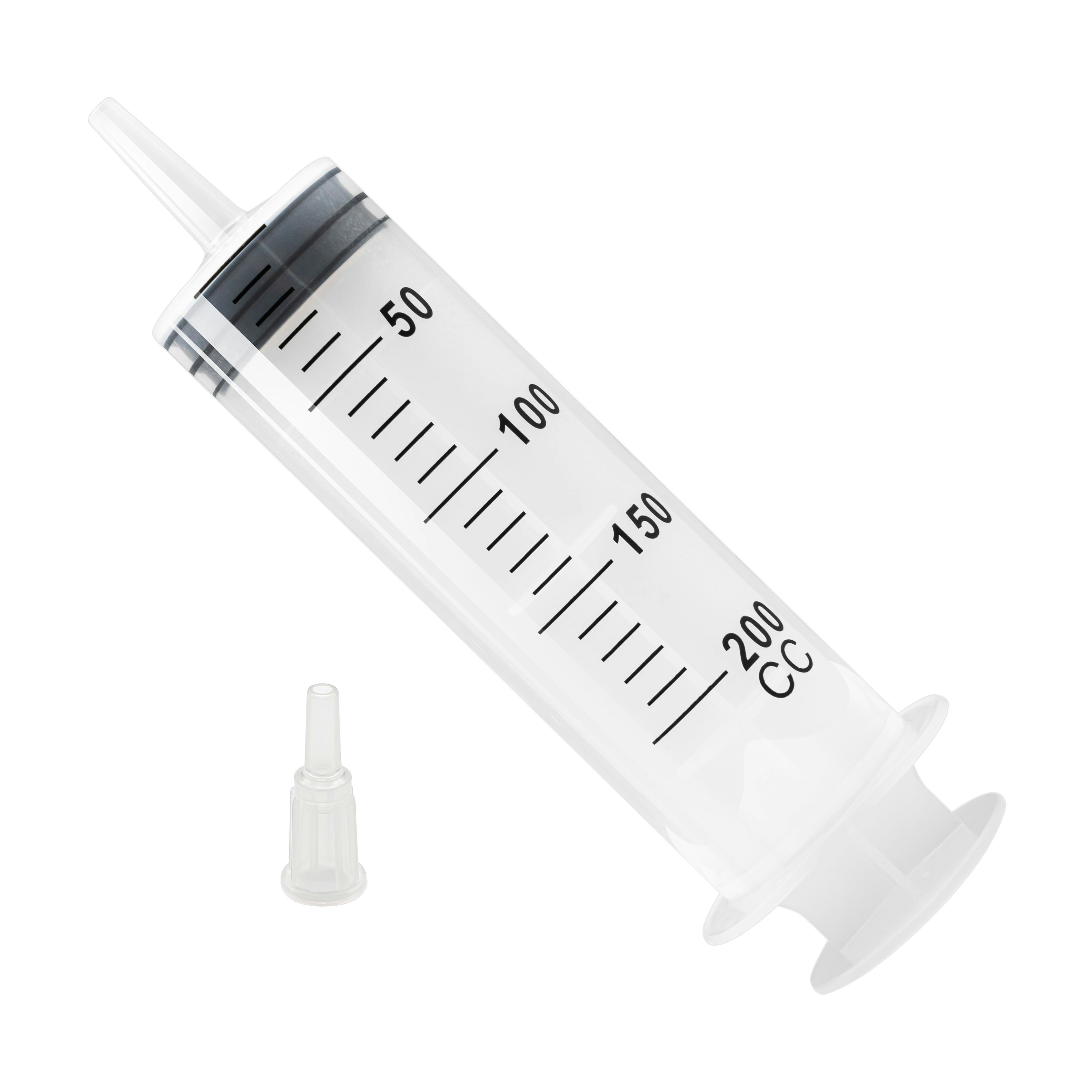 5 Stk Spritze 200 ml mit Katheteransatz und Luer Adapter. Wiederverwendbare Plastikspritze als Pipette, für Flüssigkeiten, Ölspritze, Dosierspritze aus Kunststoff für Garten, Industrie und Tiernahrung