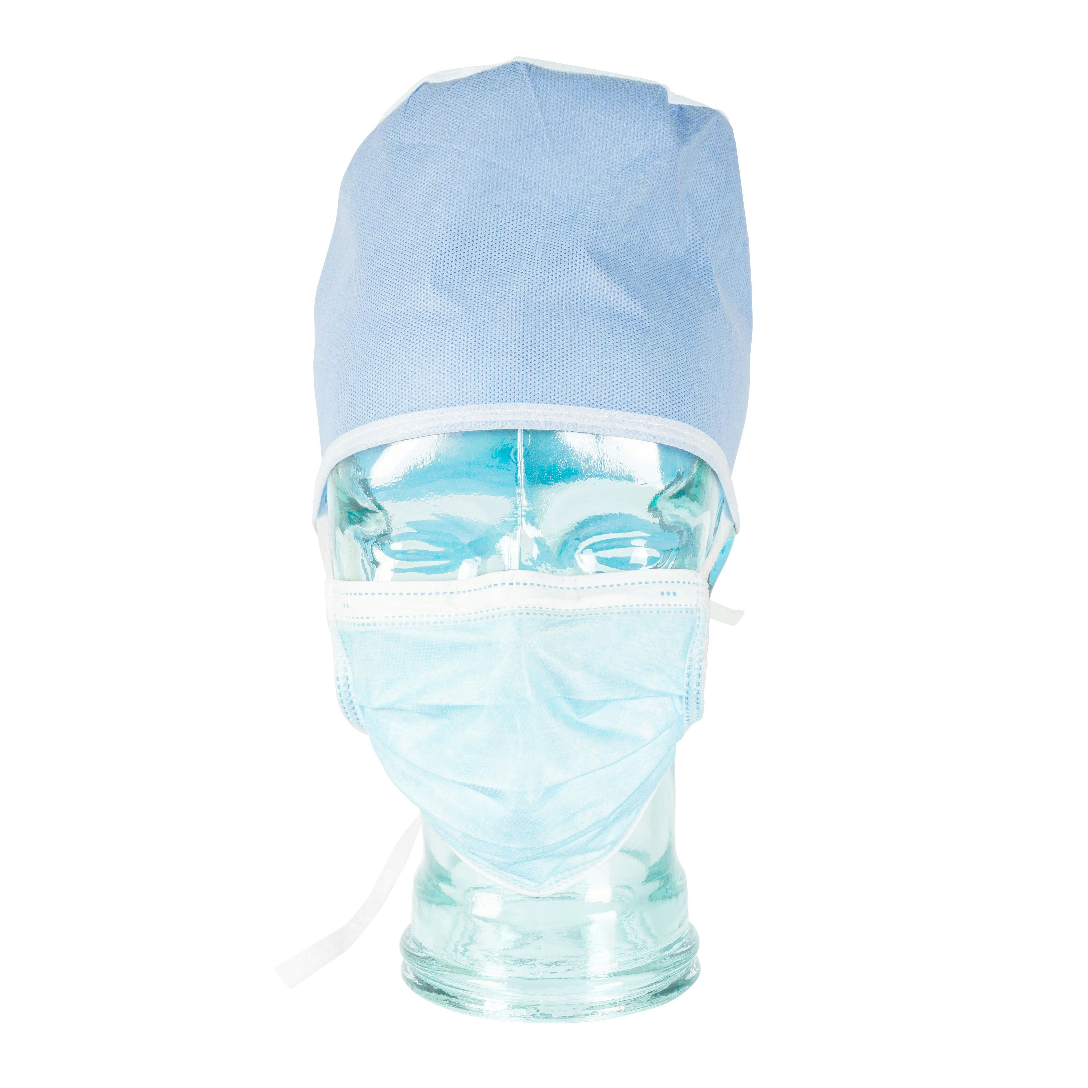 Bild 1 Sofex OP-Haube 100 Stück hinten gebunden blau